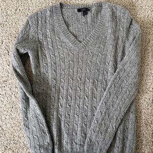 J. Crew Women’s Gray V-Neck Cable Knit Sweater